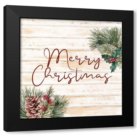 Merry Christmas Black Modern Wood Framed Art Print with Double Matting by Bailey, Ann