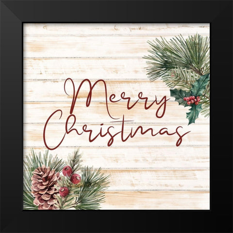 Merry Christmas Black Modern Wood Framed Art Print by Bailey, Ann