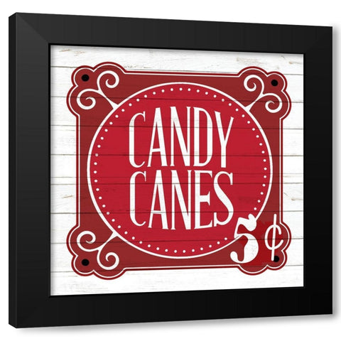 Candy Canes Black Modern Wood Framed Art Print with Double Matting by Bailey, Ann