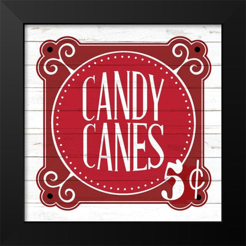 Candy Canes Black Modern Wood Framed Art Print by Bailey, Ann