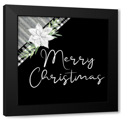 Merry Christmas Galvanized Black Modern Wood Framed Art Print with Double Matting by Bailey, Ann