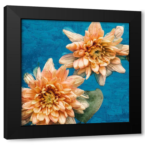 Orange Chrysanthemums Black Modern Wood Framed Art Print by Bailey, Ann