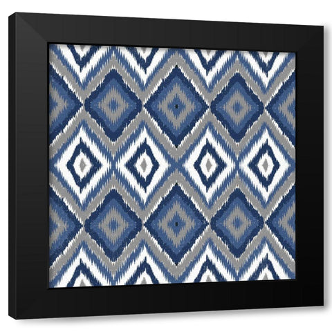Ikat Blues Black Modern Wood Framed Art Print with Double Matting by Bailey, Ann