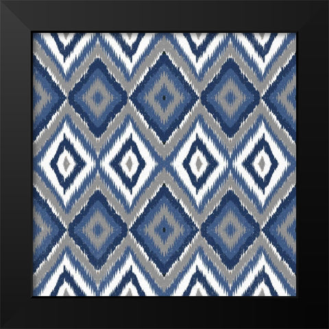 Ikat Blues Black Modern Wood Framed Art Print by Bailey, Ann