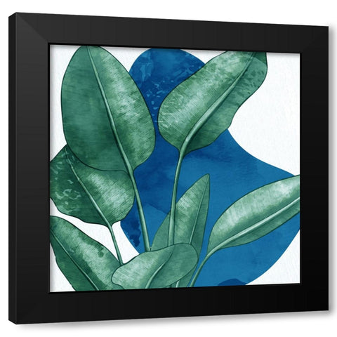 Palms On Blue 1 V2 Black Modern Wood Framed Art Print by Bailey, Ann