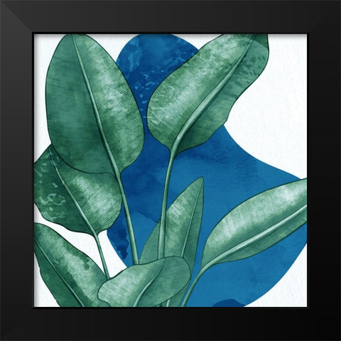 Palms On Blue 1 V2 Black Modern Wood Framed Art Print by Bailey, Ann