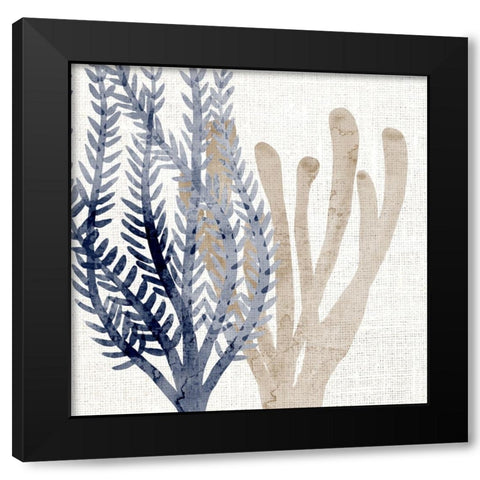 Coral Blue And Sand Black Modern Wood Framed Art Print by Bailey, Ann
