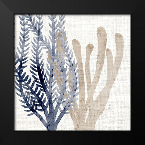Coral Blue And Sand Black Modern Wood Framed Art Print by Bailey, Ann