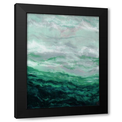 Green Waterfall I Black Modern Wood Framed Art Print with Double Matting by Dyer, Beverly