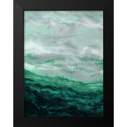 Green Waterfall I Black Modern Wood Framed Art Print by Dyer, Beverly