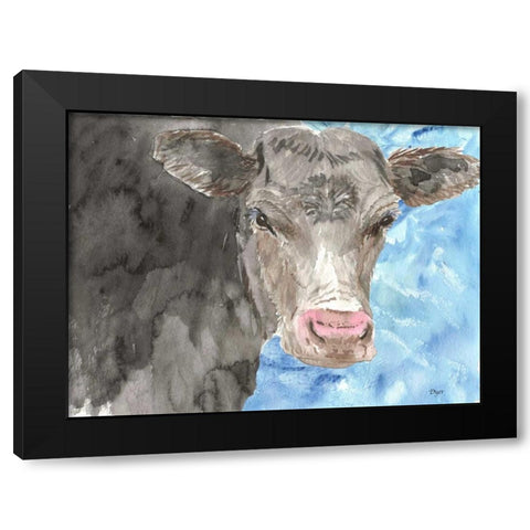 Bull Black Modern Wood Framed Art Print with Double Matting by Dyer, Beverly