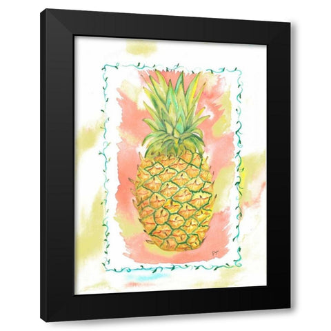 Pinapple Party Black Modern Wood Framed Art Print by Dyer, Beverly