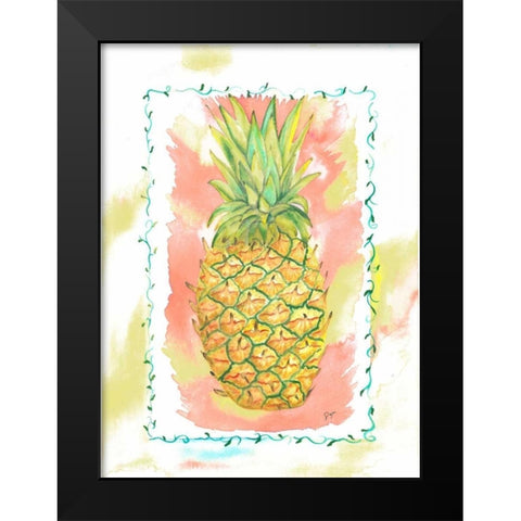 Pinapple Party Black Modern Wood Framed Art Print by Dyer, Beverly