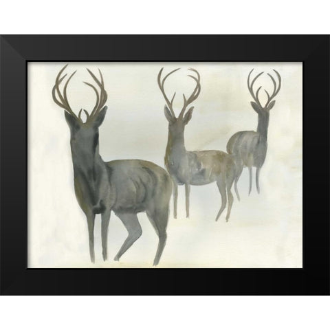 Deer Trio Black Modern Wood Framed Art Print by Dyer, Beverly