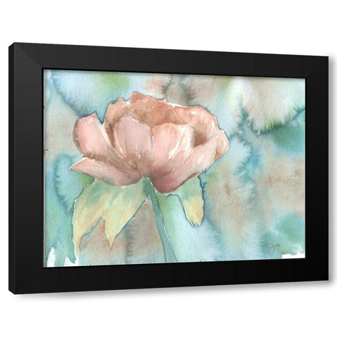 Blush Rose Black Modern Wood Framed Art Print by Dyer, Beverly