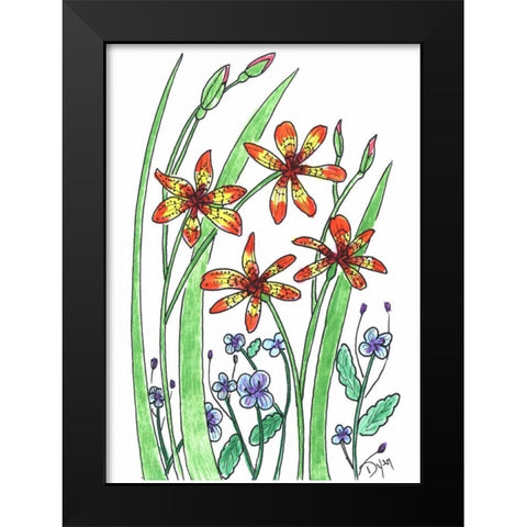 Blackberry Lily Black Modern Wood Framed Art Print by Dyer, Beverly