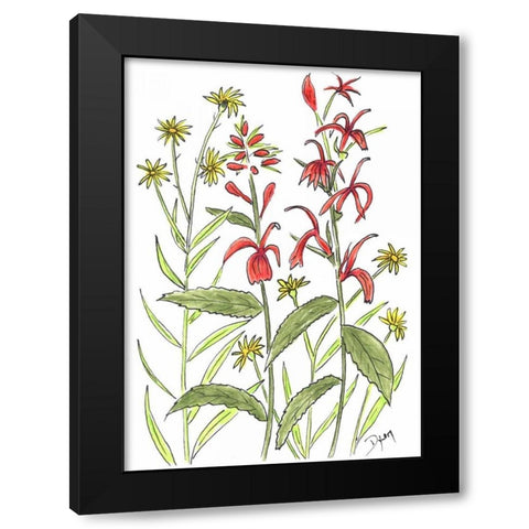 Cardinal Flower Black Modern Wood Framed Art Print with Double Matting by Dyer, Beverly