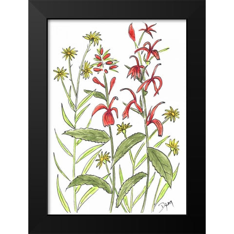 Cardinal Flower Black Modern Wood Framed Art Print by Dyer, Beverly