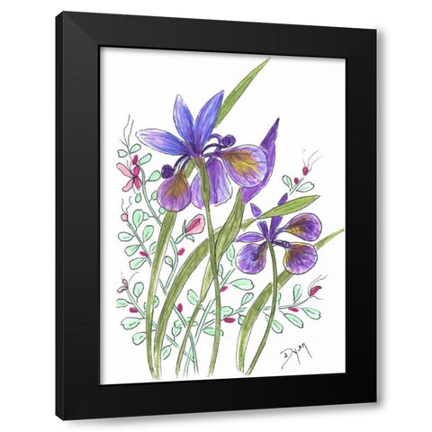Slender Blue Flag Black Modern Wood Framed Art Print by Dyer, Beverly
