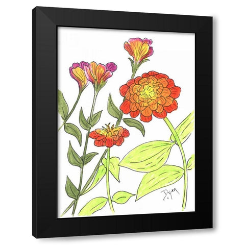 Zinnia Black Modern Wood Framed Art Print by Dyer, Beverly