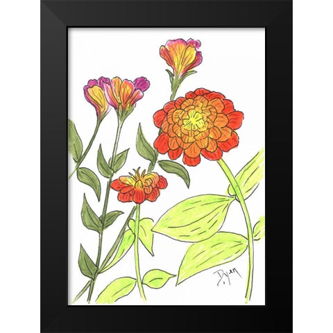 Zinnia Black Modern Wood Framed Art Print by Dyer, Beverly