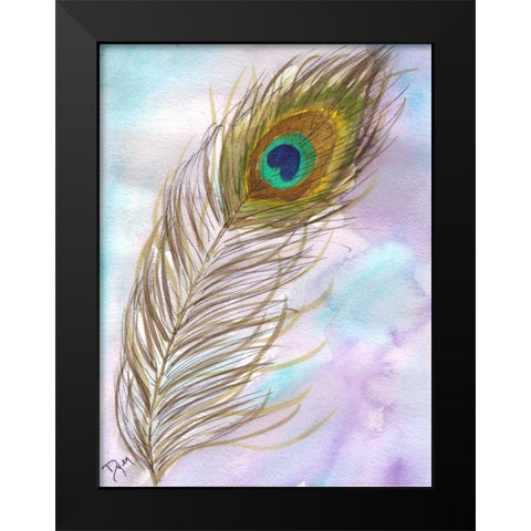 Peacock Feather 1 Black Modern Wood Framed Art Print by Dyer, Beverly