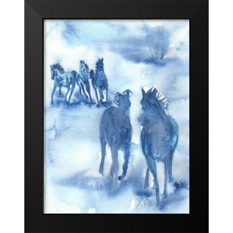 Hooves Of Thunder Black Modern Wood Framed Art Print by Dyer, Beverly