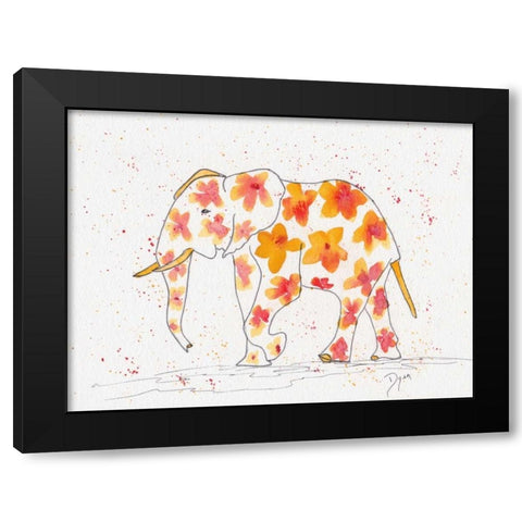 Elephant Flower Black Modern Wood Framed Art Print with Double Matting by Dyer, Beverly