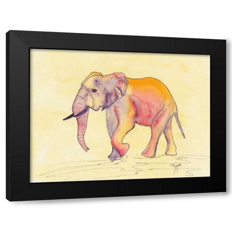 Rainbow Elephant Black Modern Wood Framed Art Print with Double Matting by Dyer, Beverly