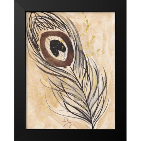 Peacock Feather 2 Black Modern Wood Framed Art Print by Dyer, Beverly