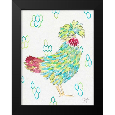 Funky Chicken 1 Black Modern Wood Framed Art Print by Dyer, Beverly