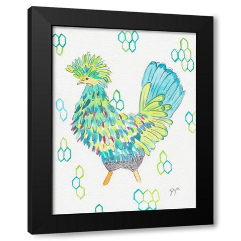 Funky Chicken 2 Black Modern Wood Framed Art Print with Double Matting by Dyer, Beverly