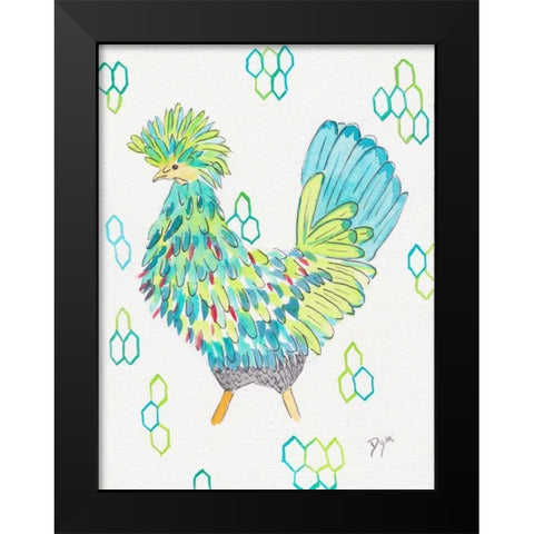 Funky Chicken 2 Black Modern Wood Framed Art Print by Dyer, Beverly