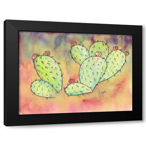 Prickly Pear Cactus Black Modern Wood Framed Art Print by Dyer, Beverly