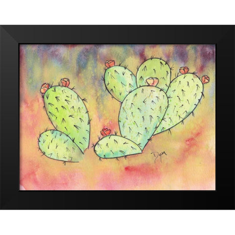 Prickly Pear Cactus Black Modern Wood Framed Art Print by Dyer, Beverly