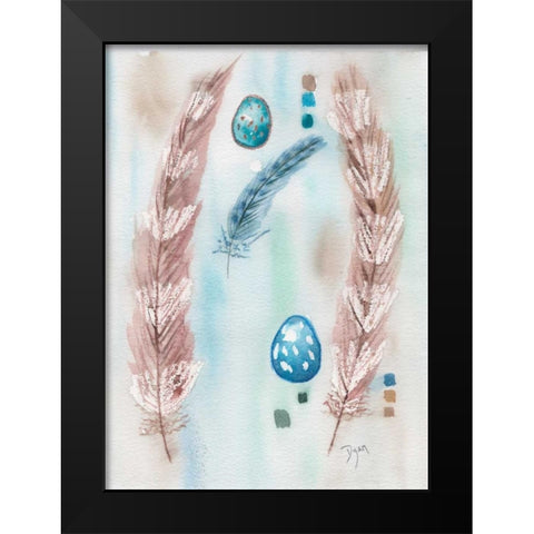 Feather and Egg Study Black Modern Wood Framed Art Print by Dyer, Beverly