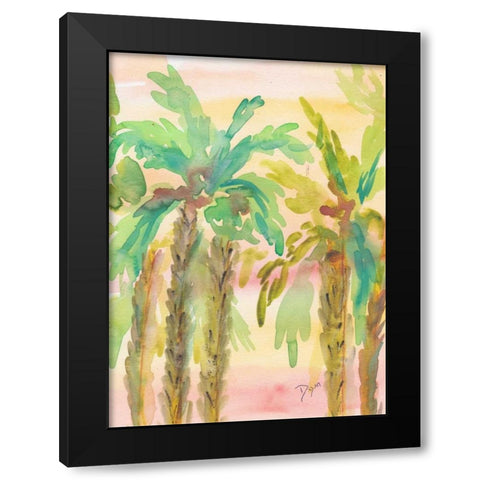 Sunset Palms 3 Black Modern Wood Framed Art Print by Dyer, Beverly
