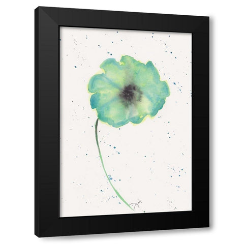 Blue Green Poppy 1 Black Modern Wood Framed Art Print by Dyer, Beverly