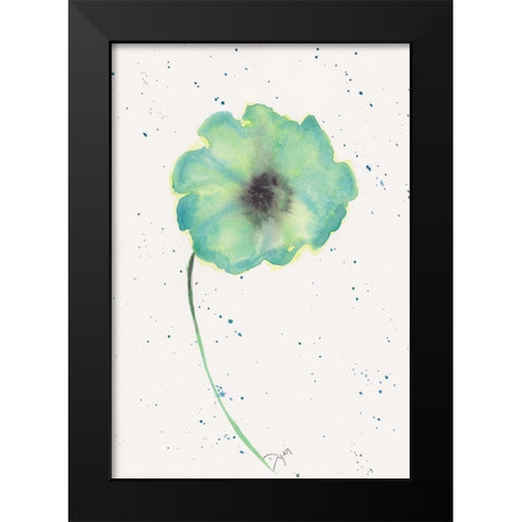 Blue Green Poppy 1 Black Modern Wood Framed Art Print by Dyer, Beverly