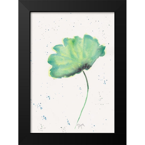 Blue Green Poppy 2 Black Modern Wood Framed Art Print by Dyer, Beverly
