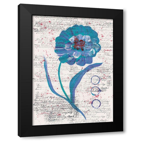 Zinnia Turquoise 1 Black Modern Wood Framed Art Print with Double Matting by Dyer, Beverly