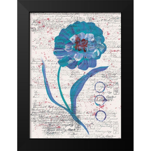 Zinnia Turquoise 1 Black Modern Wood Framed Art Print by Dyer, Beverly