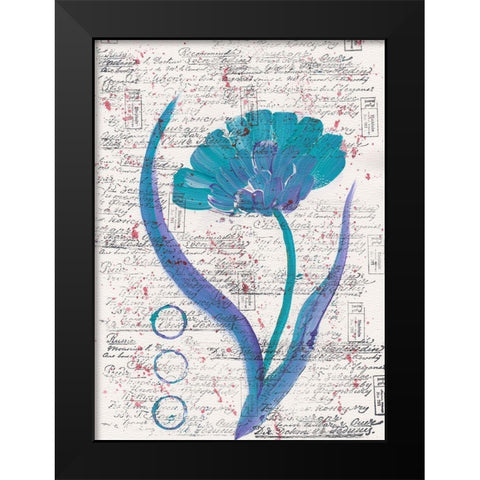 Zinnia Turquoise 2 Black Modern Wood Framed Art Print by Dyer, Beverly
