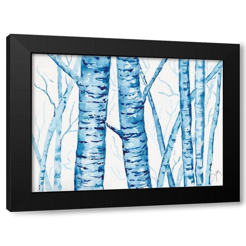 Cool Blue Forest Black Modern Wood Framed Art Print with Double Matting by Dyer, Beverly
