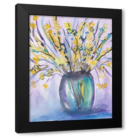 Forsythia Bouquet Black Modern Wood Framed Art Print with Double Matting by Dyer, Beverly