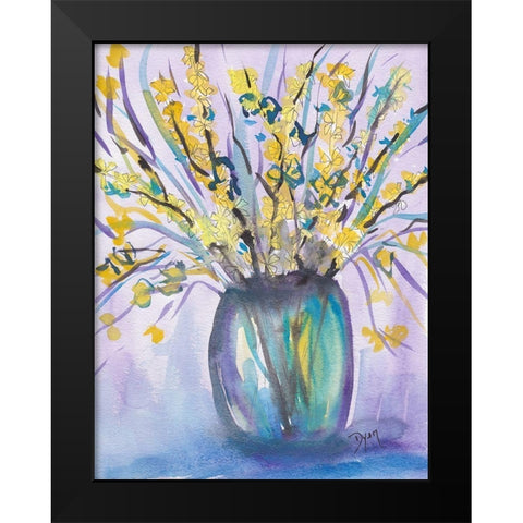 Forsythia Bouquet Black Modern Wood Framed Art Print by Dyer, Beverly