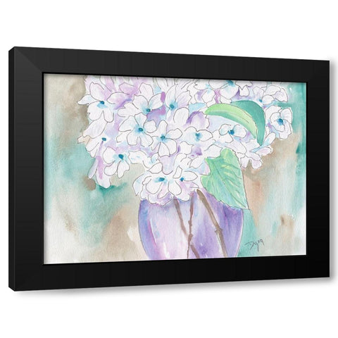 White Hydrangea Black Modern Wood Framed Art Print with Double Matting by Dyer, Beverly