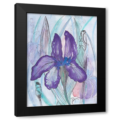 Violet Iris Black Modern Wood Framed Art Print with Double Matting by Dyer, Beverly