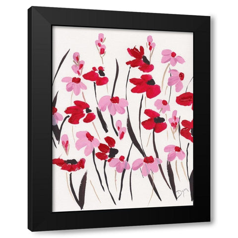 Pink and Red Field I Black Modern Wood Framed Art Print with Double Matting by Dyer, Beverly
