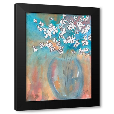 White Posey Black Modern Wood Framed Art Print by Dyer, Beverly